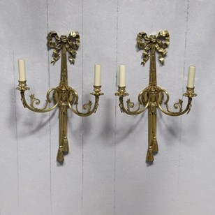 Pair Of Adam Style Double Arm Brass...