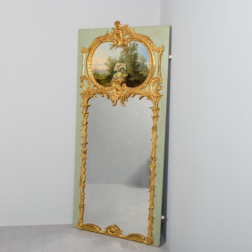 Stylish French Painted Trumeau Mirror