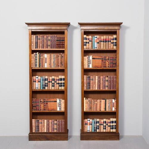 Pair Of Mid-Victorian Tall Mahogany Open Bookcases