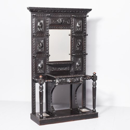 A Large Carved Oak Flemish Hallstand