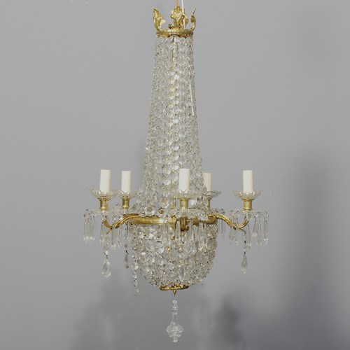 Brass And Glass Tent & Bag Chandelier