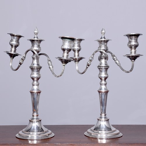 Pair Of Nickle Silver Candelabra (EPNS)