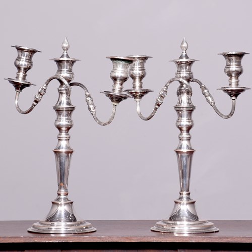 Pair Of Silver-Plated Candelabra