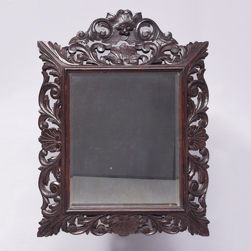 Profusely Carved Oak Wall Mirror