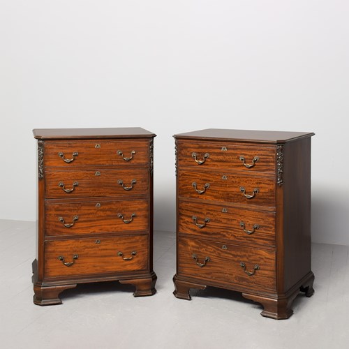 Rare Pair Of Stylish, George 3Rd Style Mahogany Chest Of Drawers 