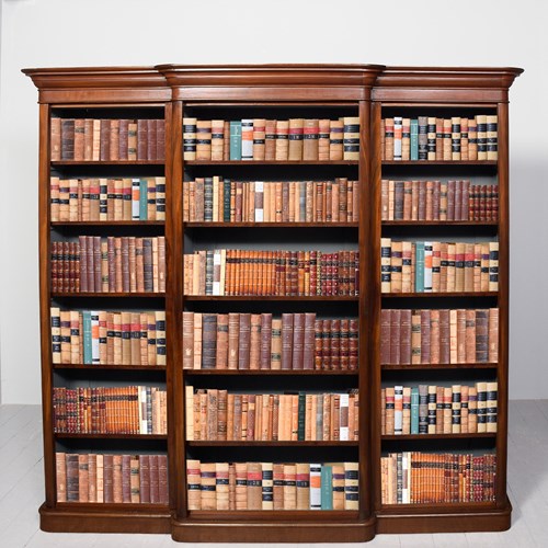 Victorian Mahogany, 3-Section Breakfront Bookcase, With 5 Adjustable Shelves.