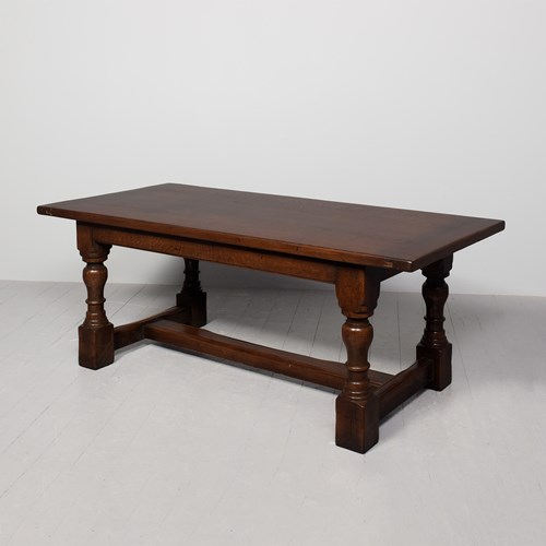 Substantial And Long Solid Oak Jacobean-Style Refectory Table 