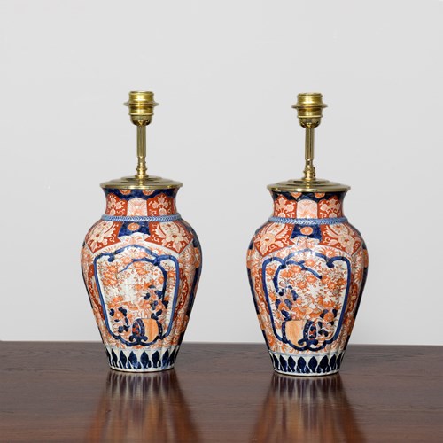 Pair Of Meiji Period Imari Period Vases Converted Into Lamps