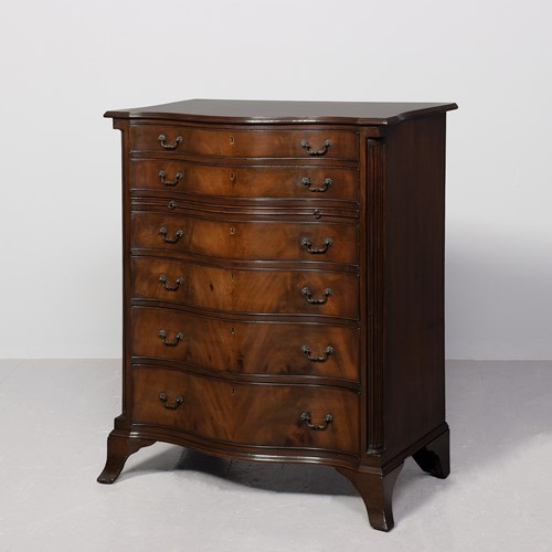 George 3Rd Style Serpentine-Front, Mahogany Chest Of Drawers