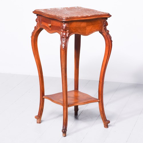 Late Victorian French Marble-Top Tall Occasional Table