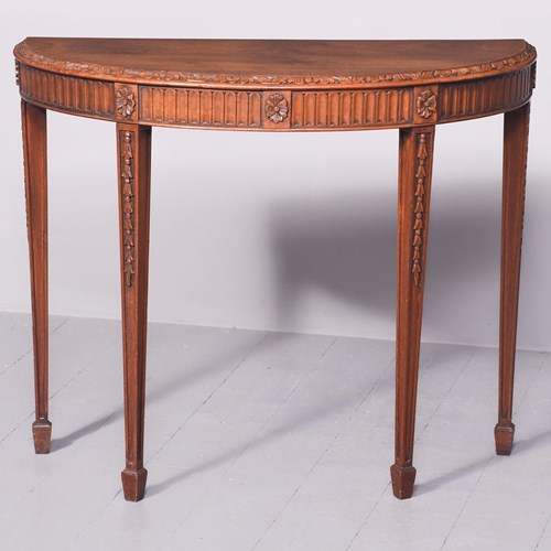 Carved Adam Style Demi-Lune Table
