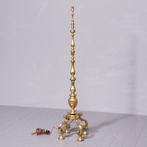 Rare, Solid Brass Full-Sized Victorian Standard Lamp