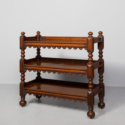 Impressive, Large, Gothic-Influence Victorian Oak Three-Tier Buffet/Whatnot