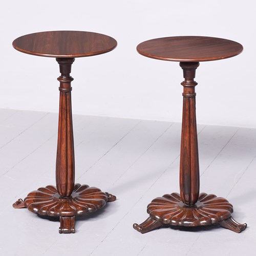 Rare Pair Of Neat-Sized Rosewood Victorian Occasional Or Wine Tables