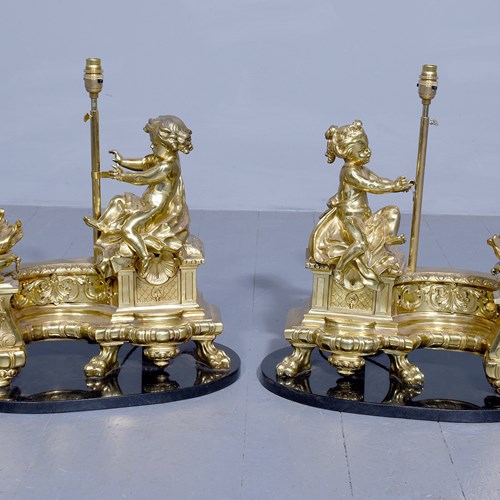 Pair Of Large French Ormolu Decorative Lamps