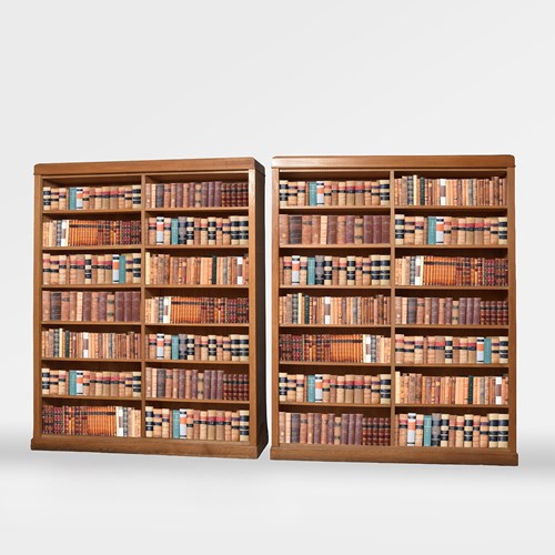 Pair Of Large Oak Open Bookcases