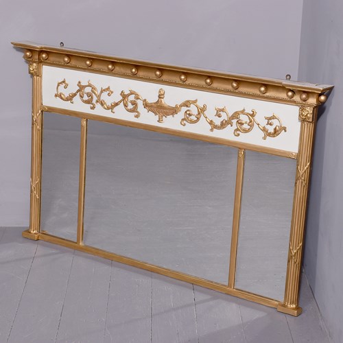 Regency Gilded And Painted Tryptic Mirror