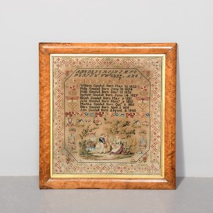 Early Victorian Dated Sampler In Bi...