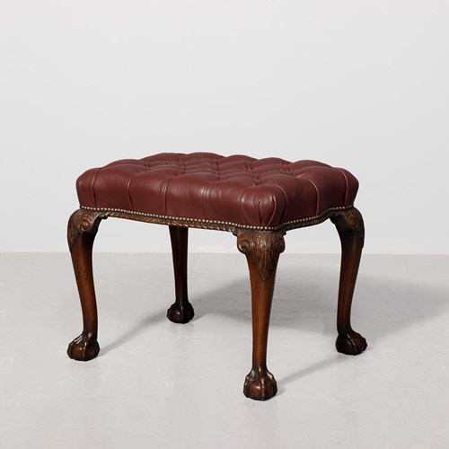 Quality, Chippendale- Style Carved Mahogany Stool