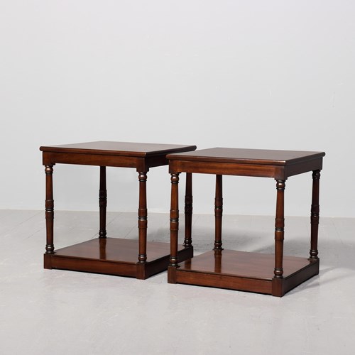 Pair Of Adapted George 3Rd Mahogany Two-Tier Stands In Figured Spanish Mahogany