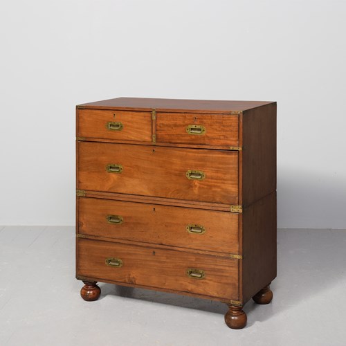 Victorian Mahogany, Brass Bound, Two-Part Military Chest