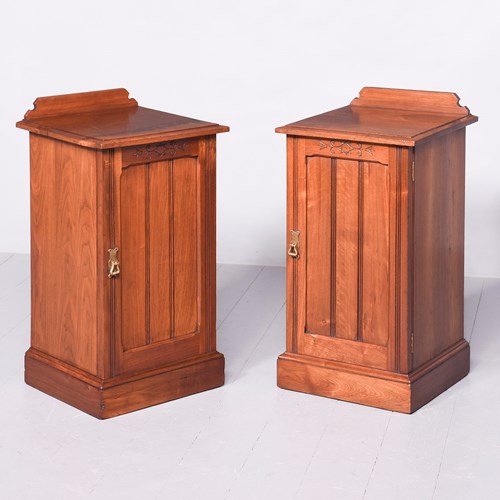 Pair Of Bedside Walnut Cabinets