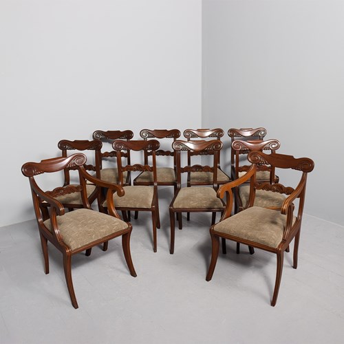 Set Of 10 Scottish Mahogany Dining Chairs