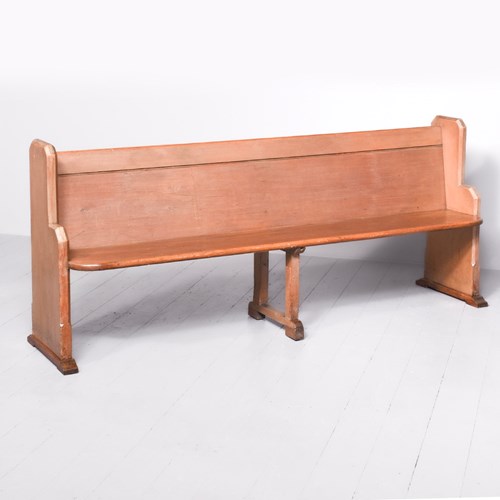 Large Gothic-Style Victorian Pine Bench/Church Pew