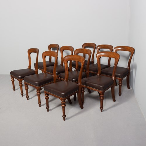 Set Of 10 Mahogany Dining Chairs