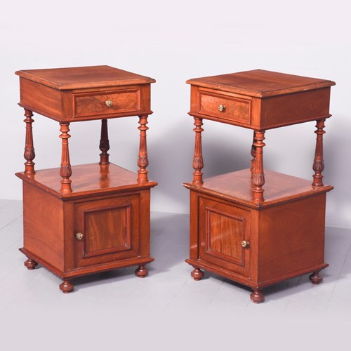 Tall Pair Of Victorian Mahogany Cabinets/Lampstands