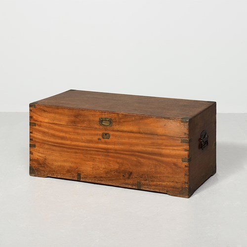 Victorian Brass-Mounted Anglo-Indian Teak Military Trunk