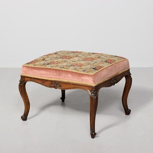 Large Walnut Victorian Stool