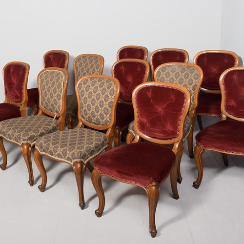 Set Of 12 Oak Framed Dining Chairs