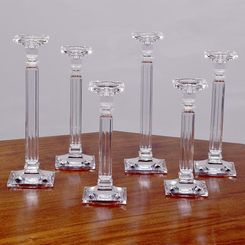 Set Of 6 Glass Candlesticks