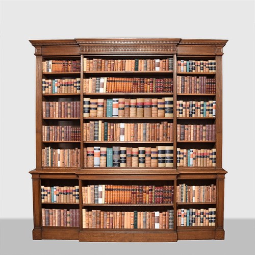 Carved Victorian Oak Open Bookcase 