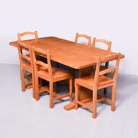 Acornman Oak Refectory Table and Set of 6 Chairs 