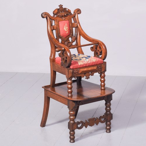 Carved Victorian Child’S Highchair