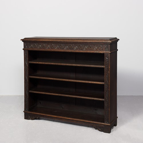 Victorian Carved Oak Open Bookcase