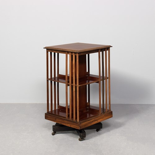 Sheraton Style Mahogany Inlaid Revolving Bookcase
