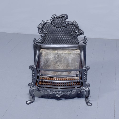 Victorian Cast Iron, Neat-Sized Rococo-Style Fire Basket