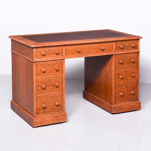 Victorian Oak Pedestal Desk