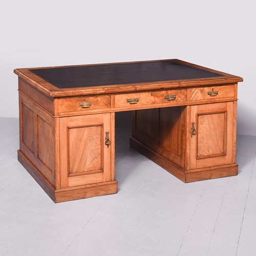 Victorian Walnut Partners Pedestal Desk