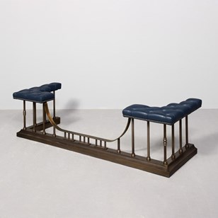 Large Brass And Leather Upholstered...