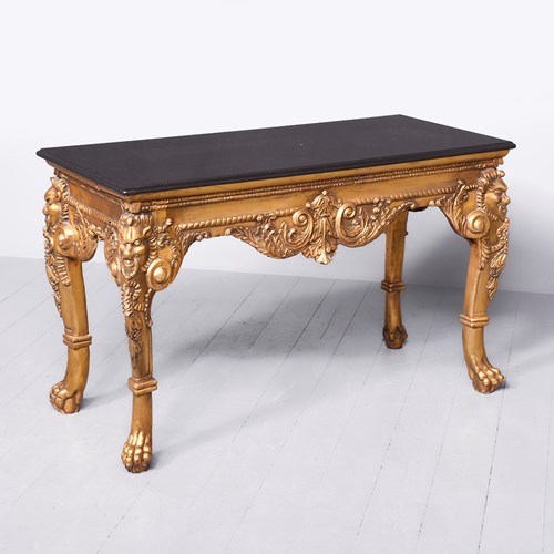 Georgian Style Free-Standing Marble-Topped Gilded Hall Or Serving Table