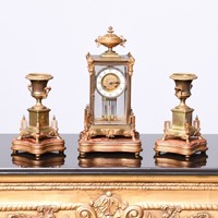 Gilded Brass Late Victorian Clock Garniture
