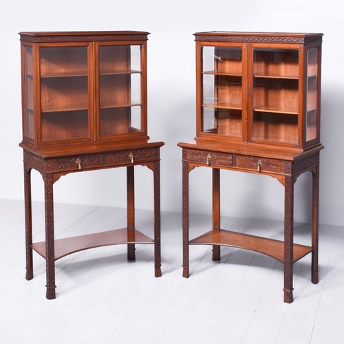 Rare Pair of Neoclassical-Style Mahogany Cabinets