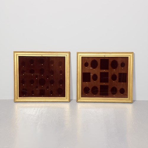 Pair Of Wall-Mounted Gilded & Glazed Display Frames