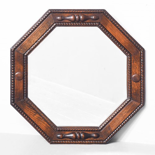 Octagonal Oak Framed Mirror