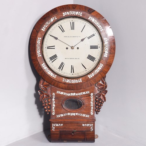 George IV Rosewood Drop-Dial Fusee Wall Clock