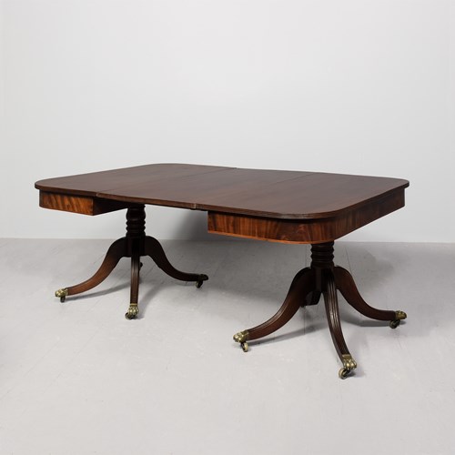 Regency Mahogany Twin Pillar Dining Table 